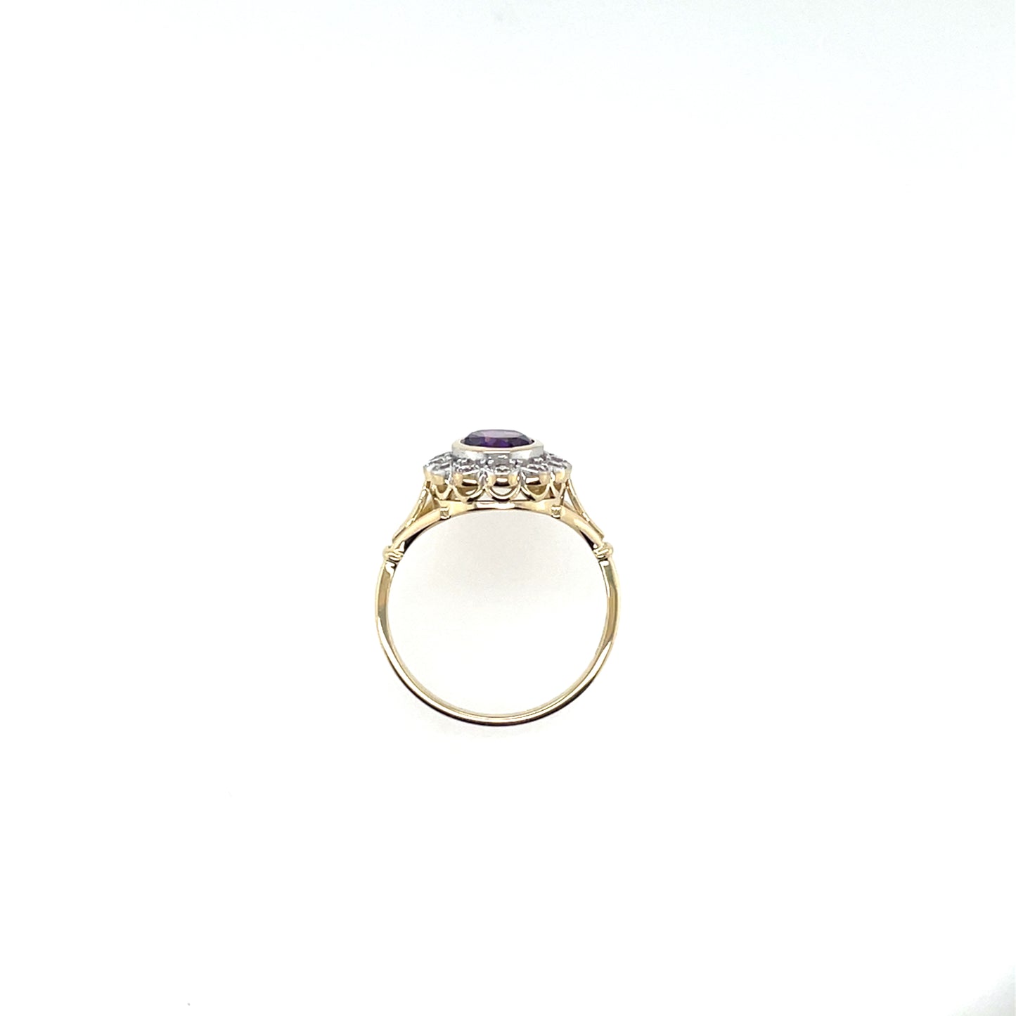 9ct Gold Amethyst CZ Vintage Cluster Ring GRX301