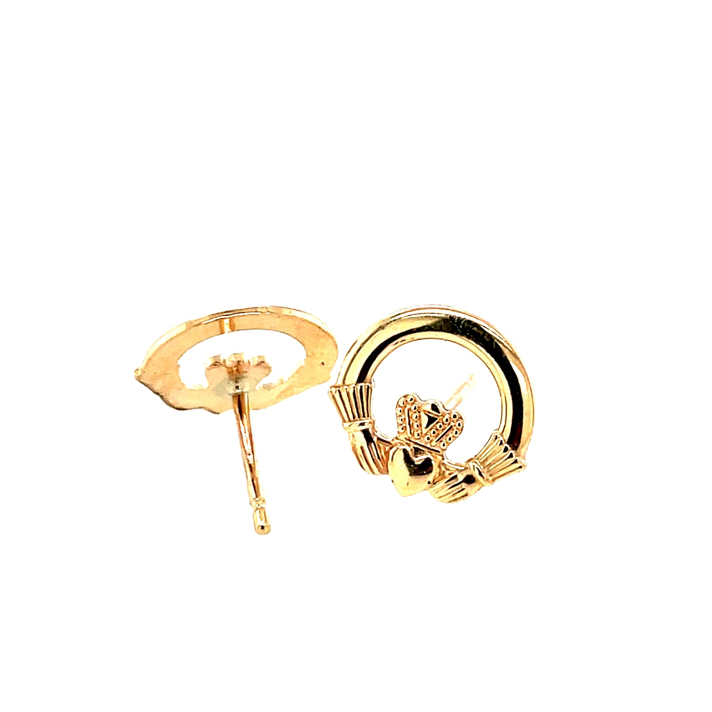 9ct Gold Claddagh 10mm Stud Earrings GE1023