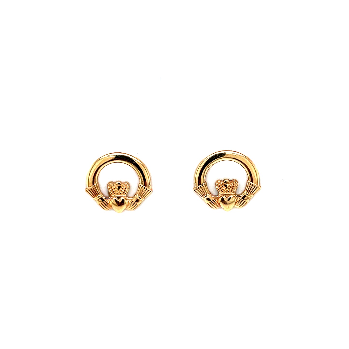 9ct Gold Claddagh 10mm Stud Earrings GE1023