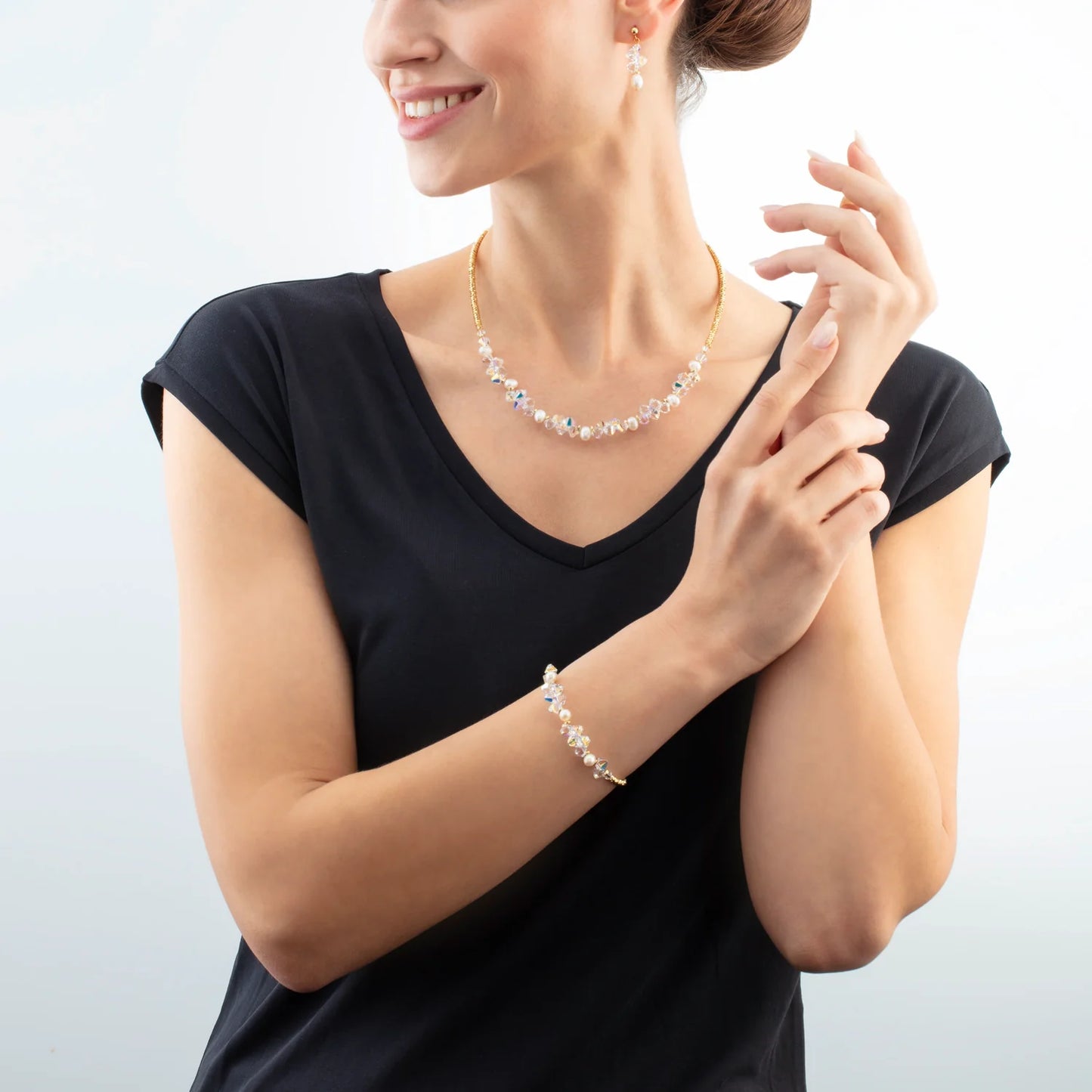 COEUR DE LION Necklace Dancing Crystals & Pearls gold 1136101816