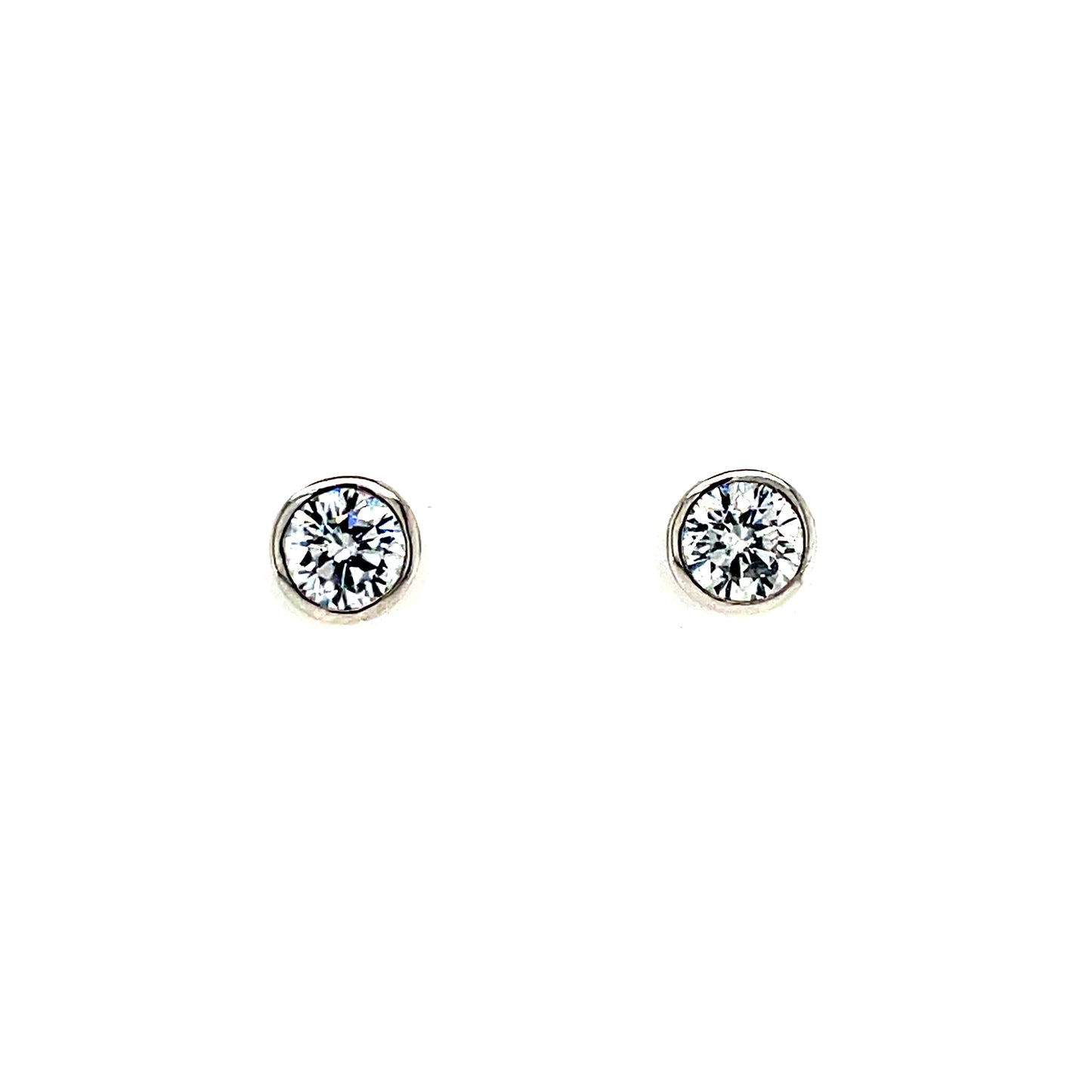 Sterling Silver CZ Rubover Stud Earrings SE120