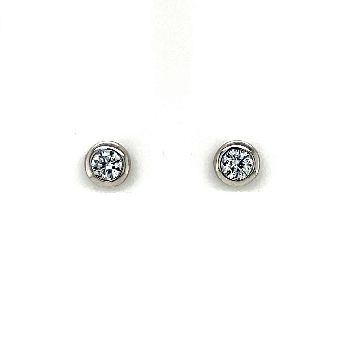 Silver CZ Rubover Stud Earrings SE120