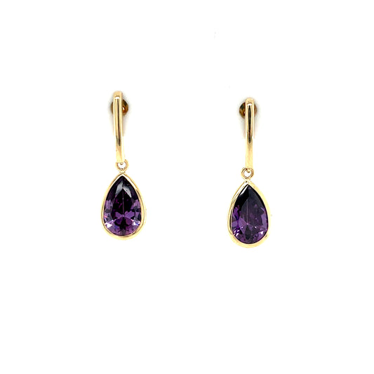 9ct Gold Amethyst Drop Earrings GEX169