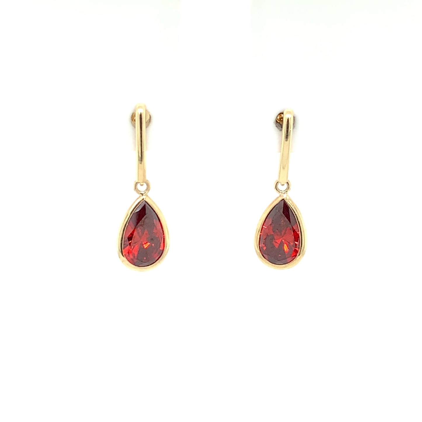 9ct Gold Garnet Drop Earrings GEX167