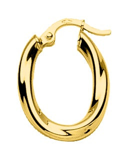 Bijoux D'Or 18ct Gold-Plated Oval Twist Hoop Earrings 135147