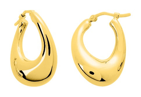 Bijoux D'Or 18ct Gold-Plated Oval Twist Hoop Earrings 135552