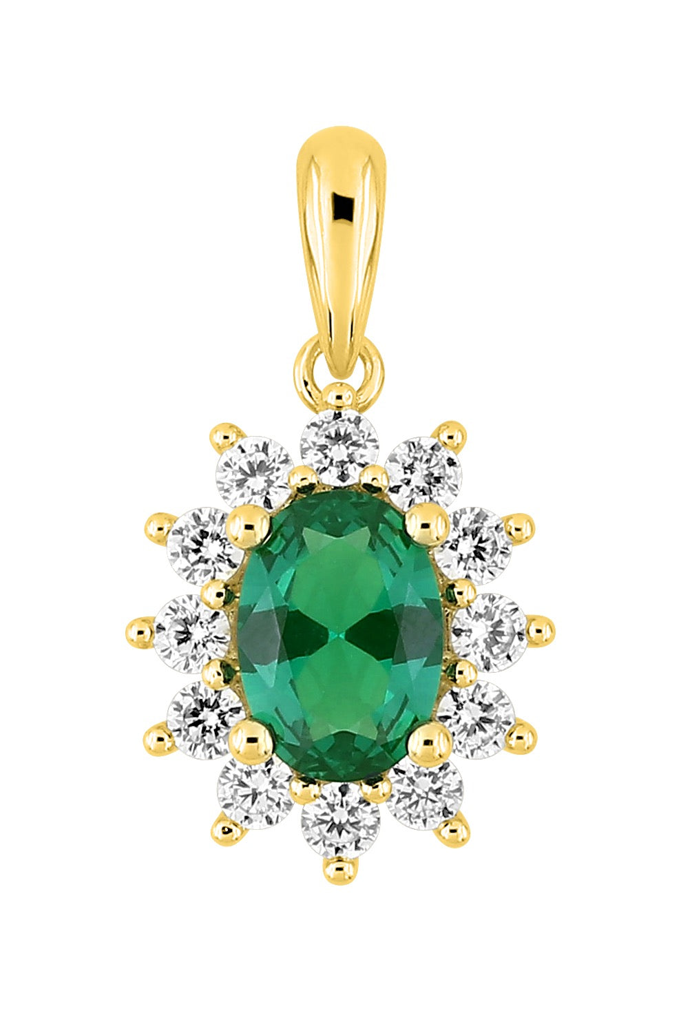Bijoux D'Or 18ct Gold-Plated Emerald CZ Oval Cluster Pendant 136436.4