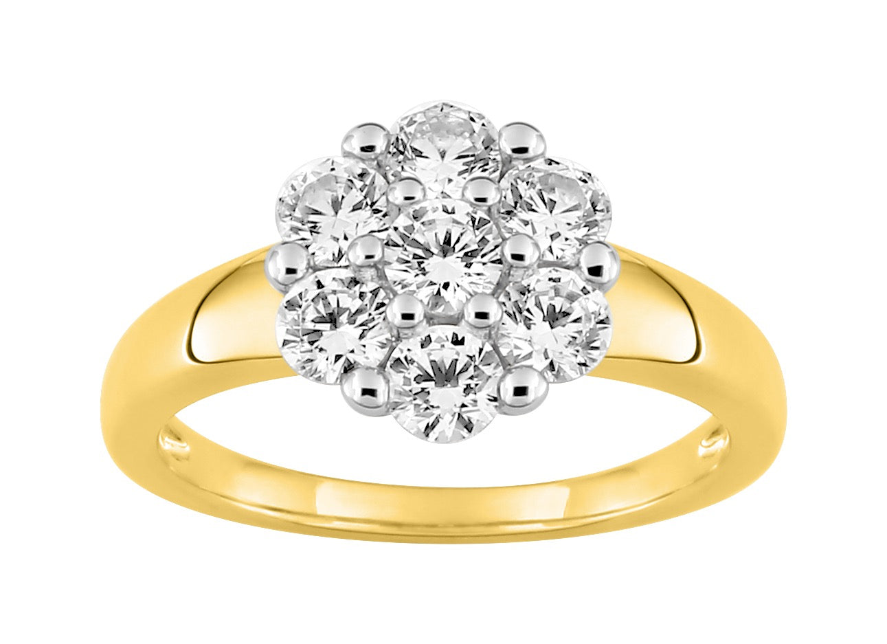 Bijoux D'Or 18ct Gold-Plated CZ Cluster Ring 137729.1