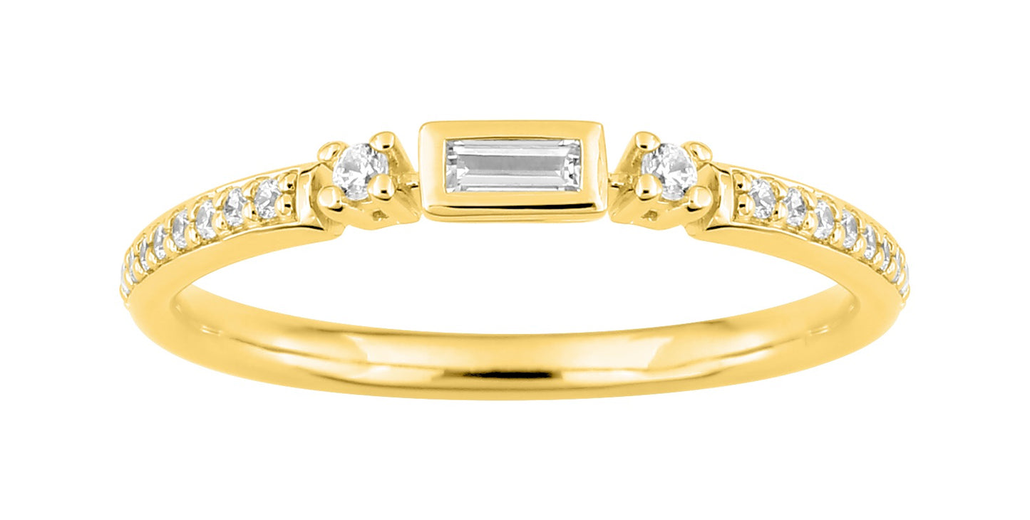 Bijoux D'Or 18ct Gold-Plated CZ Baguette Ring 137853