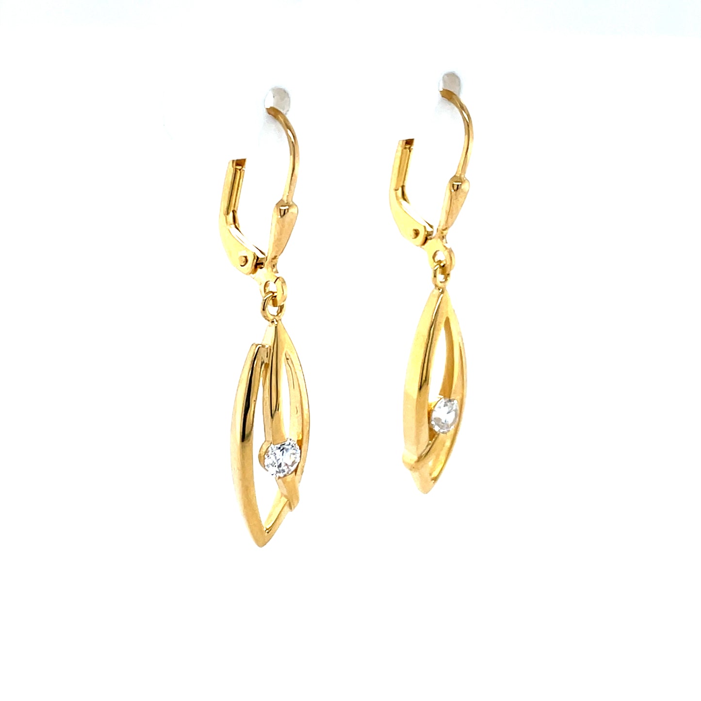 9ct Gold CZ Marquise Drop Earrings GEZ765
