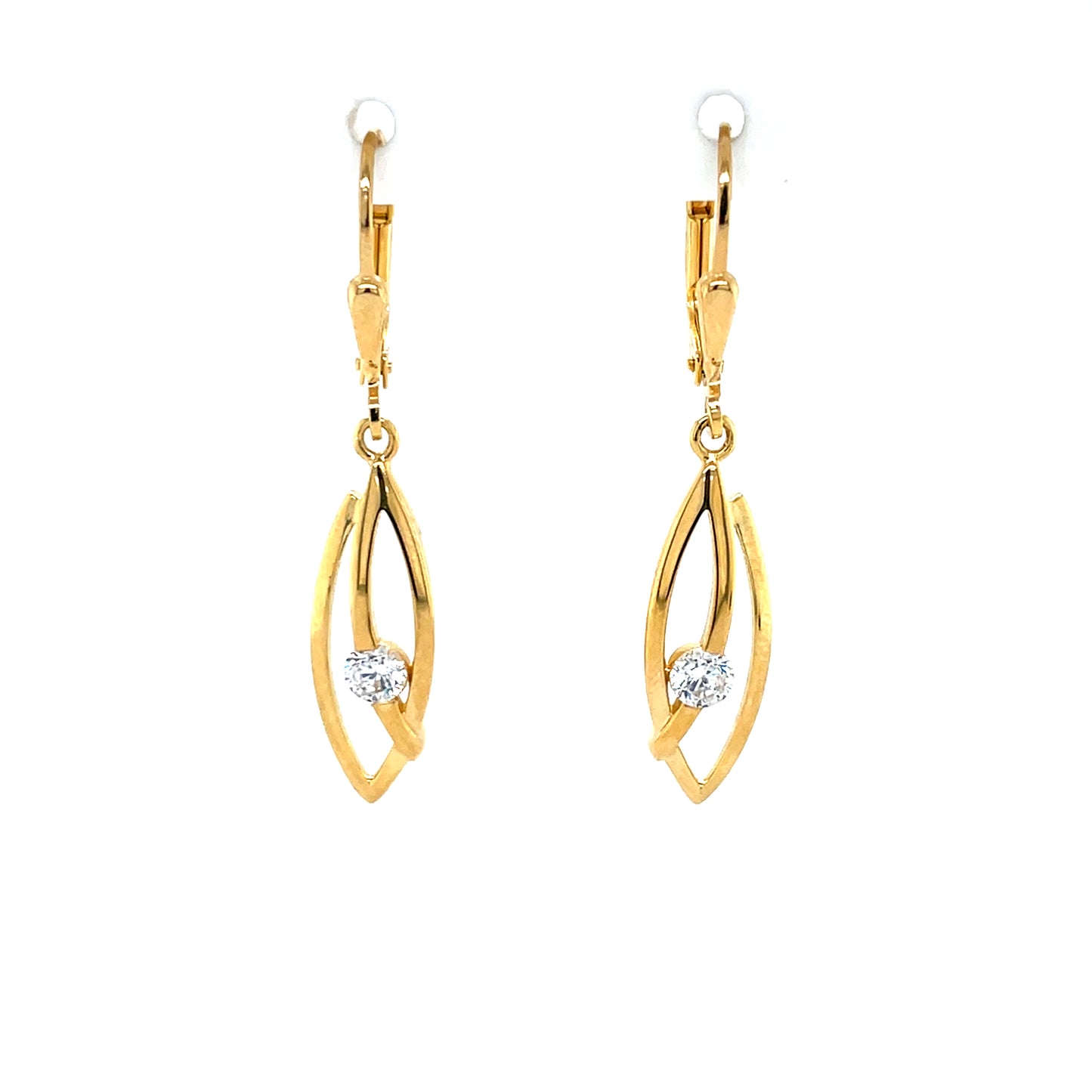 9ct Gold CZ Marquise Drop Earrings GEZ765