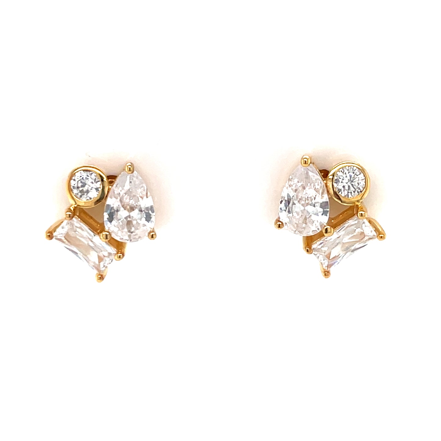 9ct Gold CZ Pear Marquis Stud Earrings GEZ757
