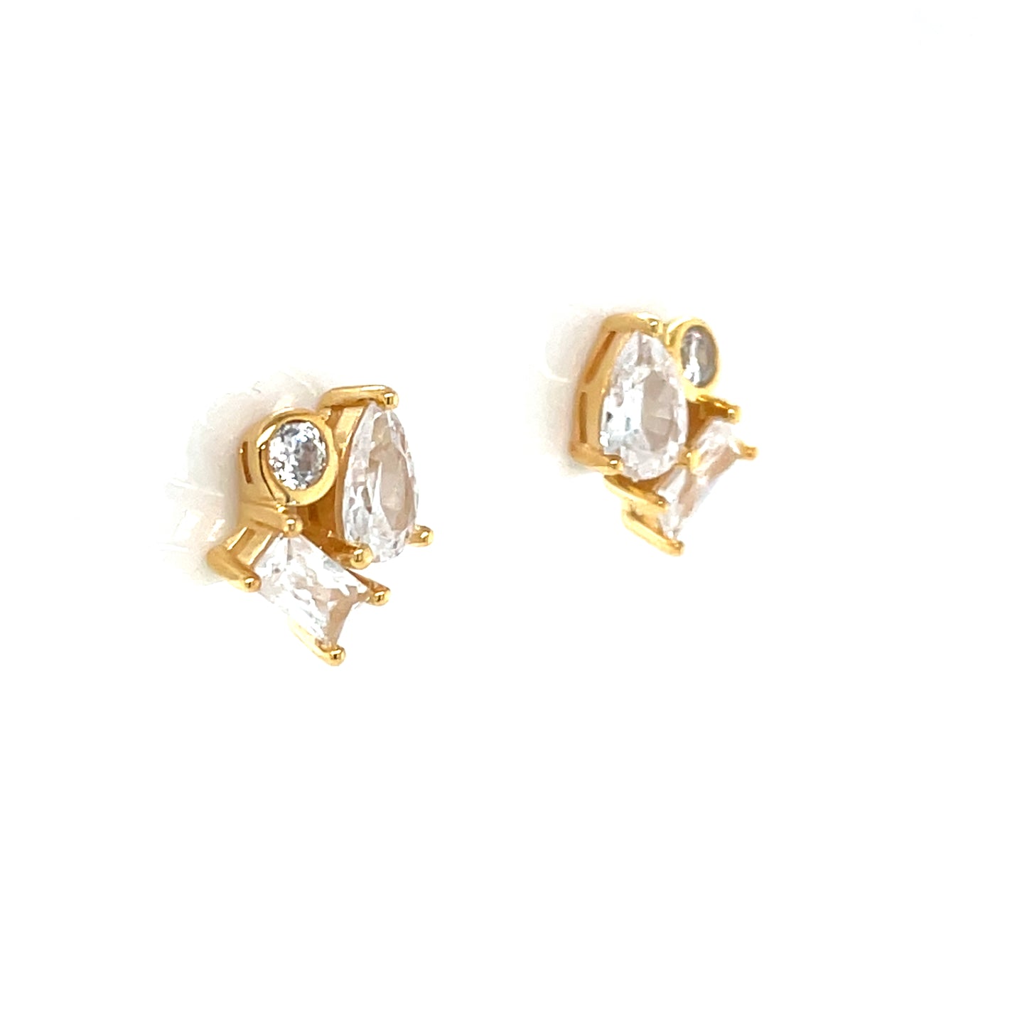 9ct Gold CZ Pear Marquis Stud Earrings GEZ757