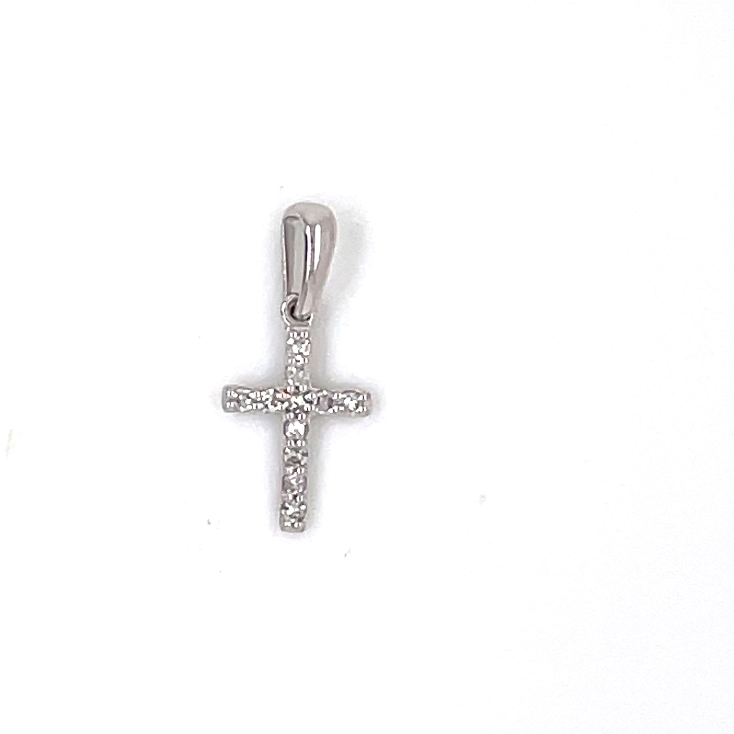 14ct White Gold Tiny Diamond Cross DP089