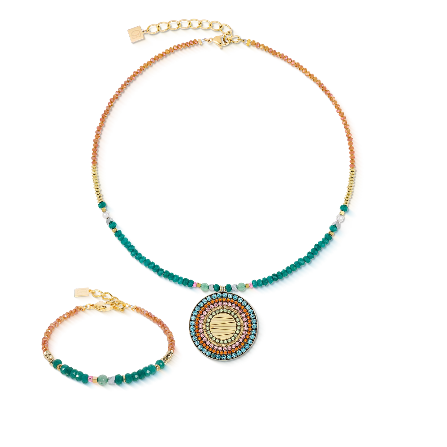 COEUR DE LION Necklace Amulet Modern Future gold multicolour Boho 2036101583