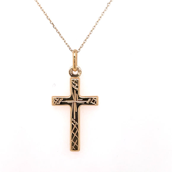 9ct Yellow Gold  Patterned Cross GP781