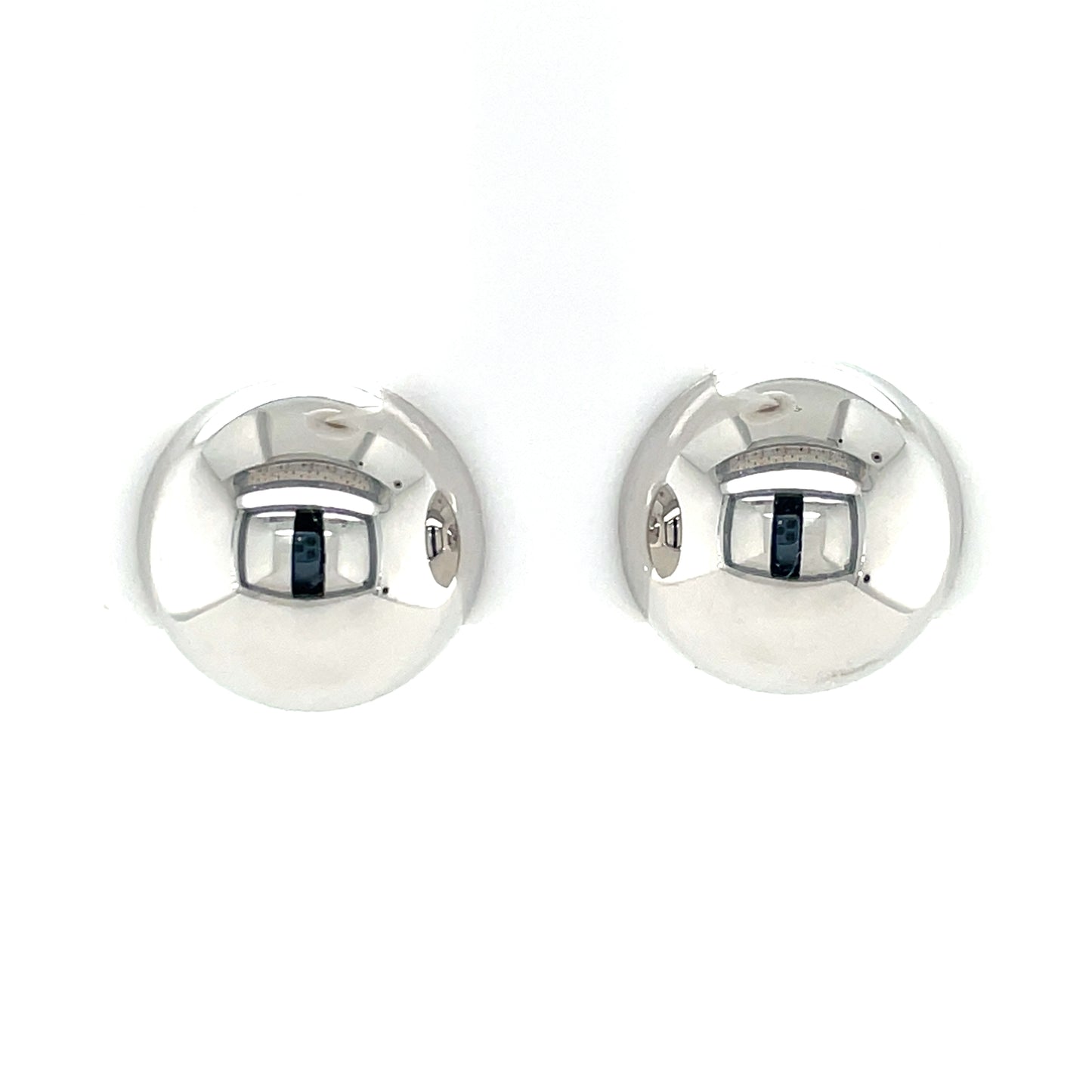 Silver Domed Button Stud Earrings SE278