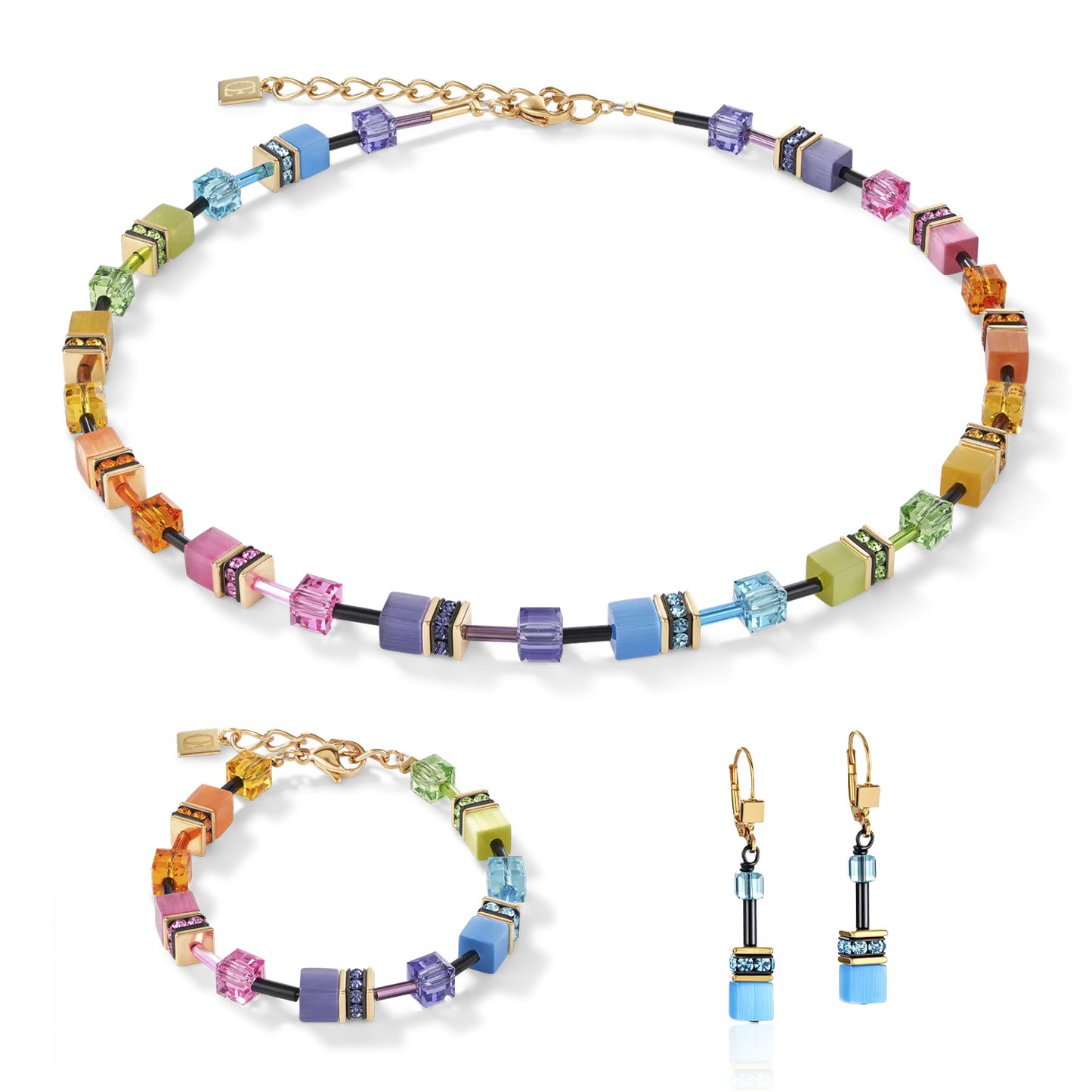 COEUR DE LION GeoCUBE® Necklace multicolour rainbow gold 2838101573