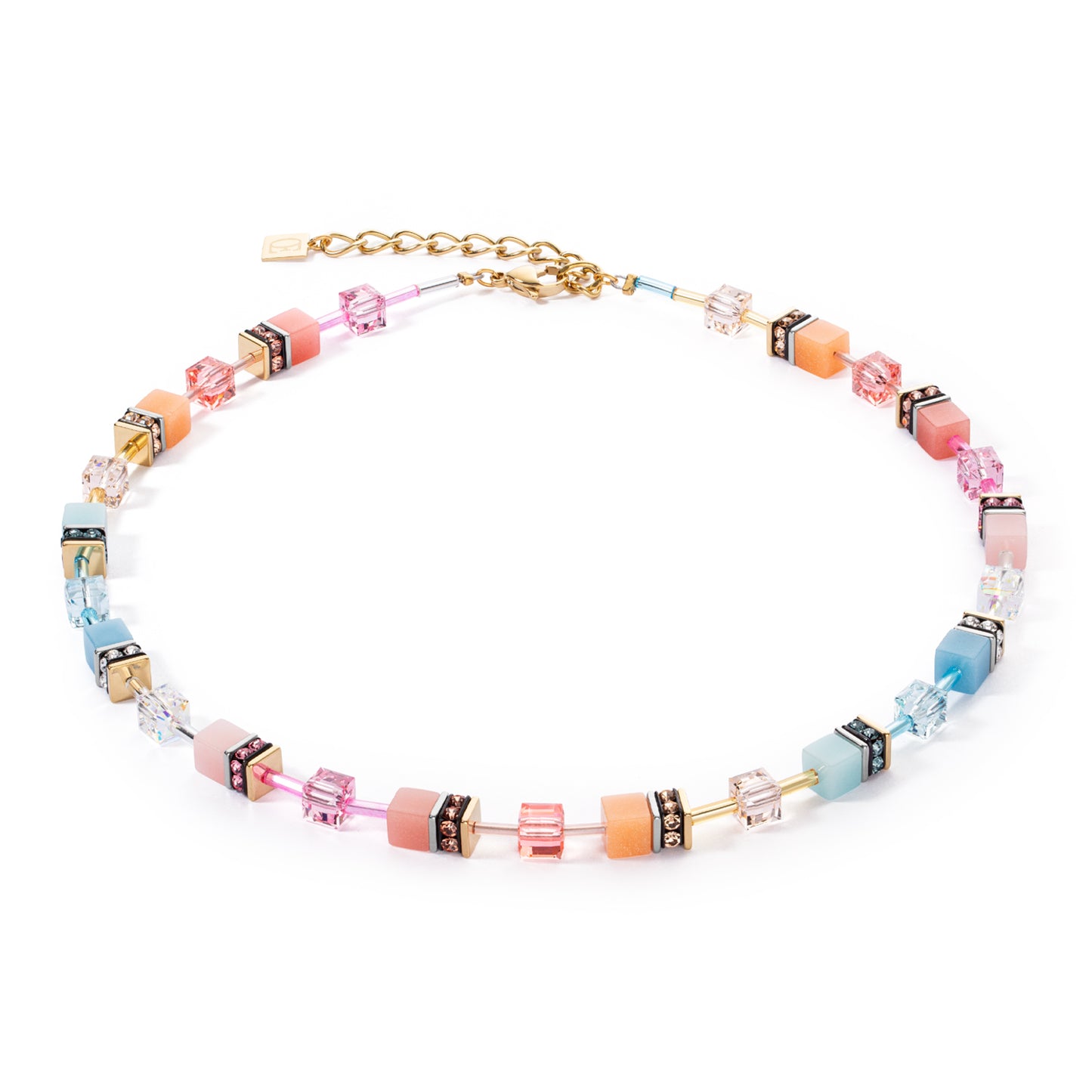 COEUR DE LION GeoCUBE® Iconic necklace aqua-apricot 2838102028