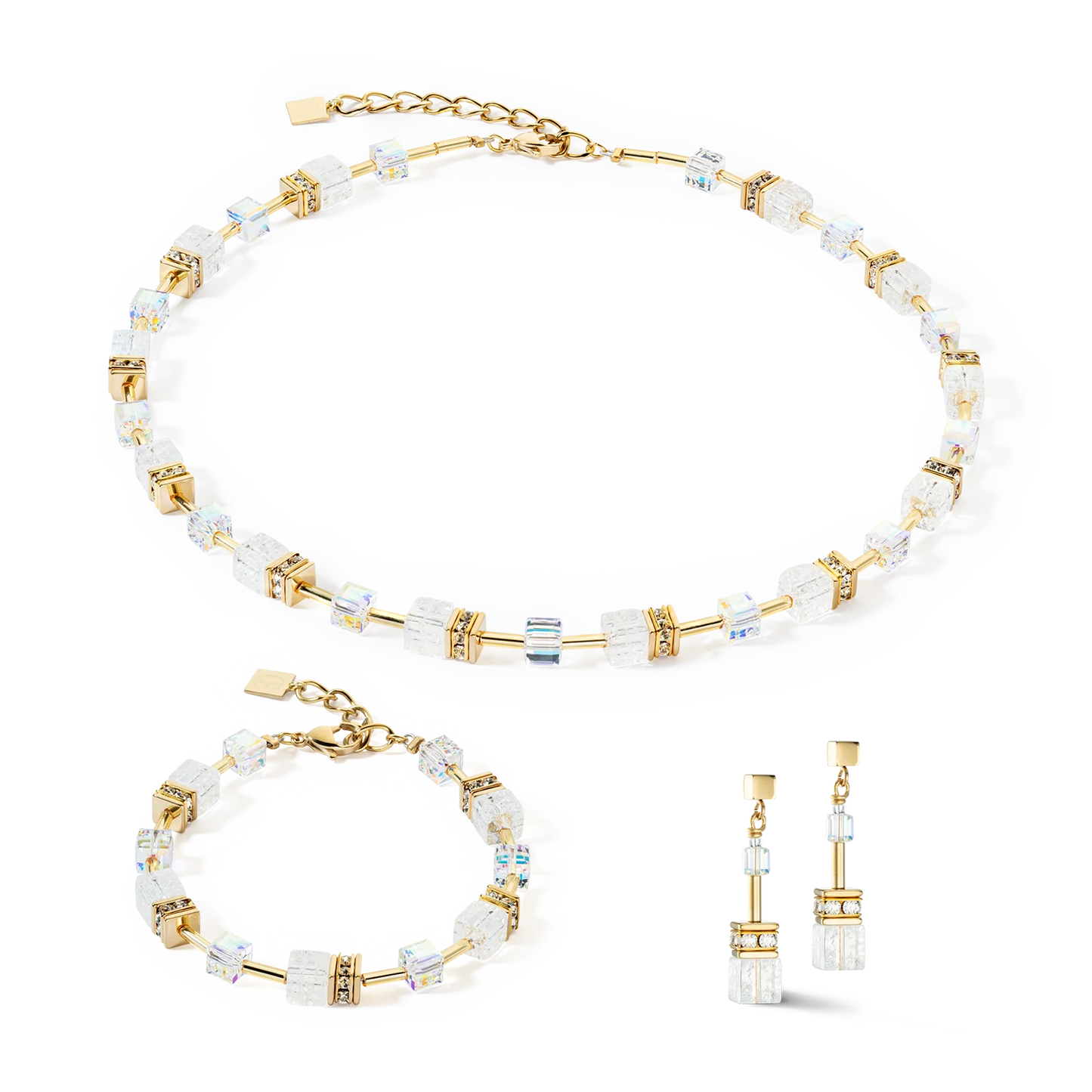 COEUR DE LION GeoCUBE® Iconic Nature necklace gold white 3018101416