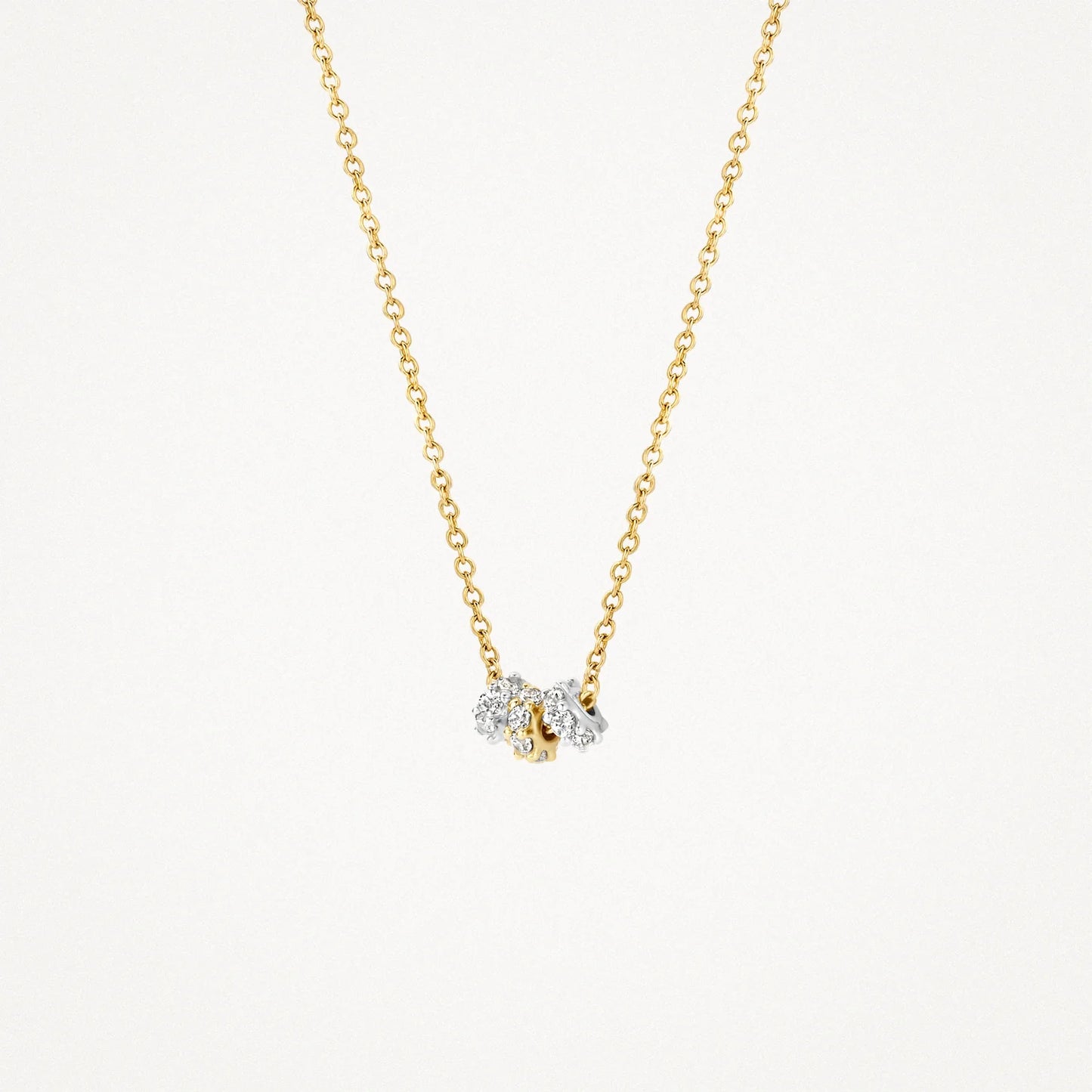 Blush Necklace 3136BZI - 14k Yellow gold 3 rings with zirconia