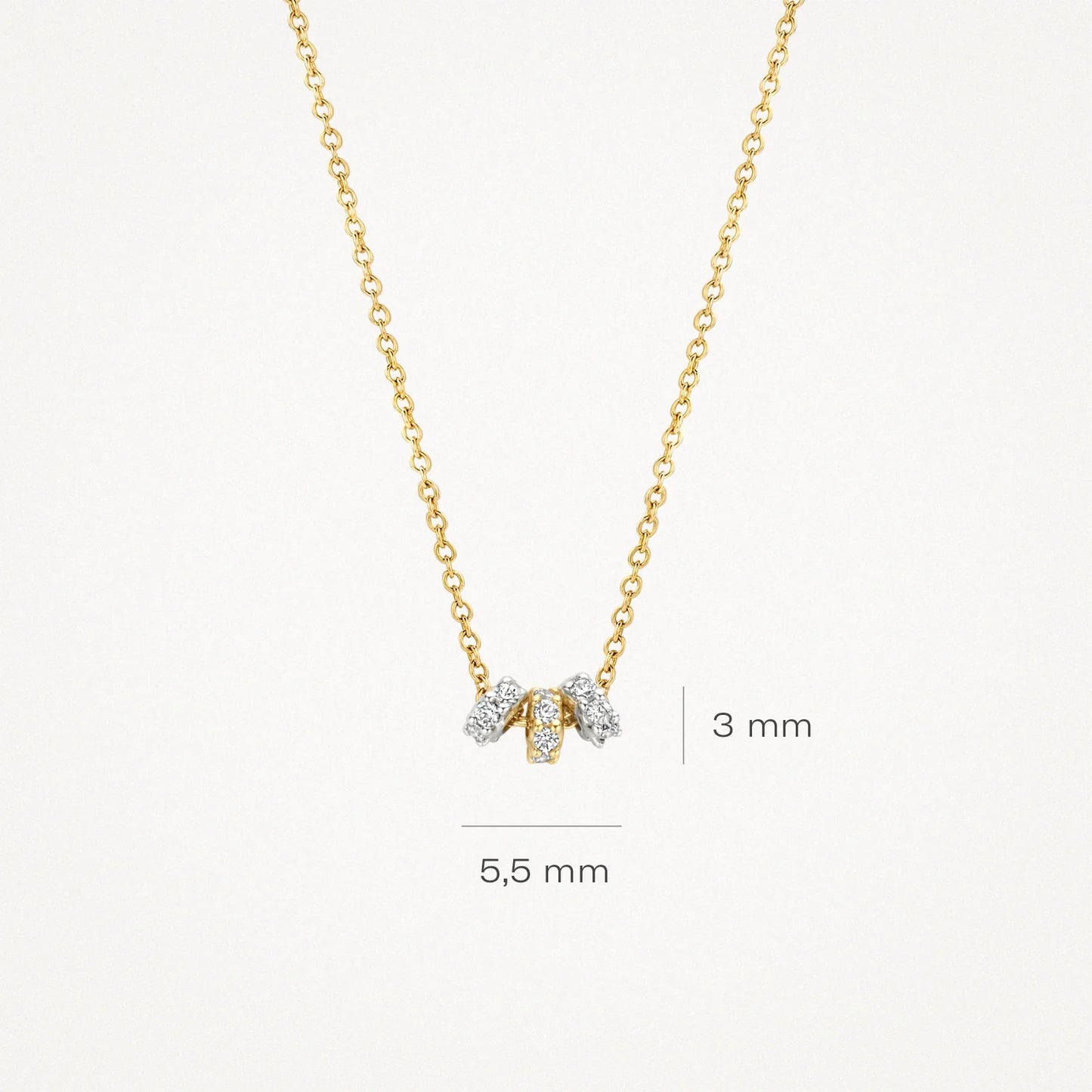 Blush Necklace 3136BZI - 14k Yellow gold 3 rings with zirconia