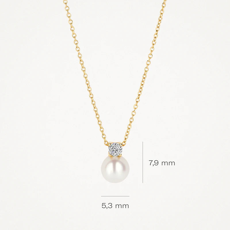 Blush Necklace 3163YPW - 14k Yellow gold with pearl & zirconia