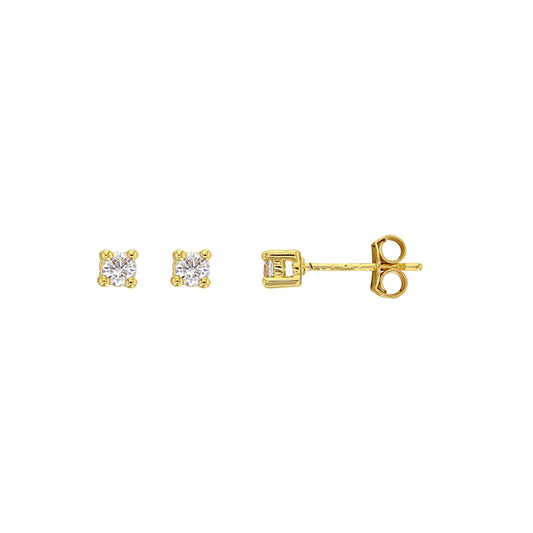 Bijoux D'Or 18ct Gold-Plated CZ Studs 3mm 3230013