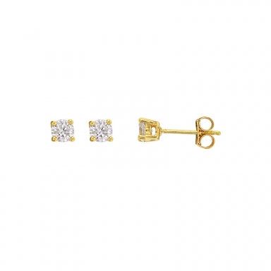 Bijoux D'Or 18ct Gold-Plated CZ Studs 4mm 3230014
