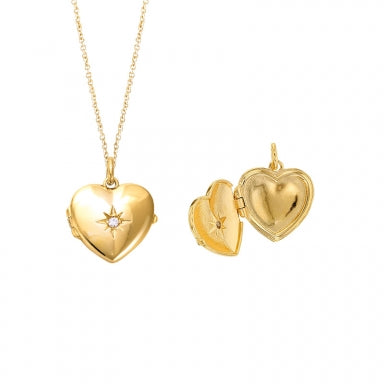 Bijoux D'Or 18ct Gold-Plated CZ Heart Locket 3260243