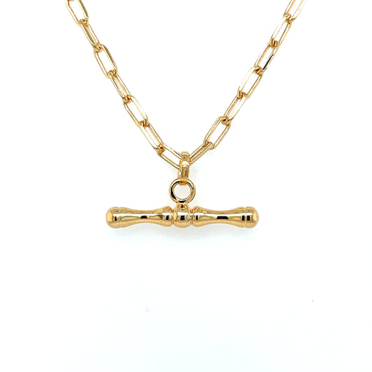 Bijoux D'Or 18ct Gold-Plated T-Bar Pendant 326181
