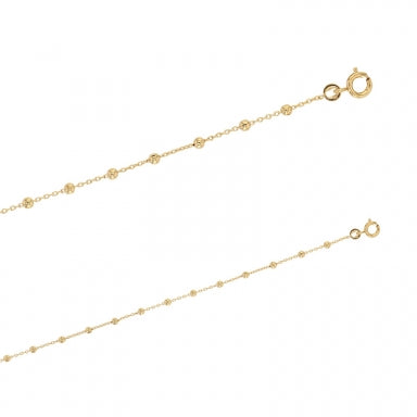 Bijoux D'Or 18ct Gold-Plated Beaded Chain 40cm 327348