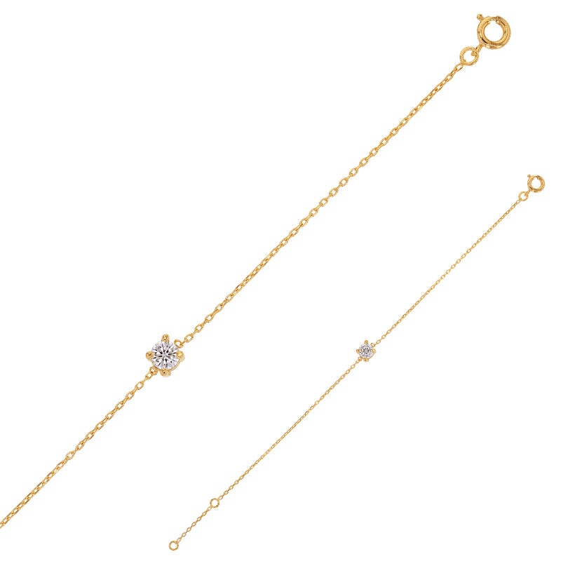 Bijoux D'Or 18ct Gold-Plated Bracelet with 5mm CZ 328762