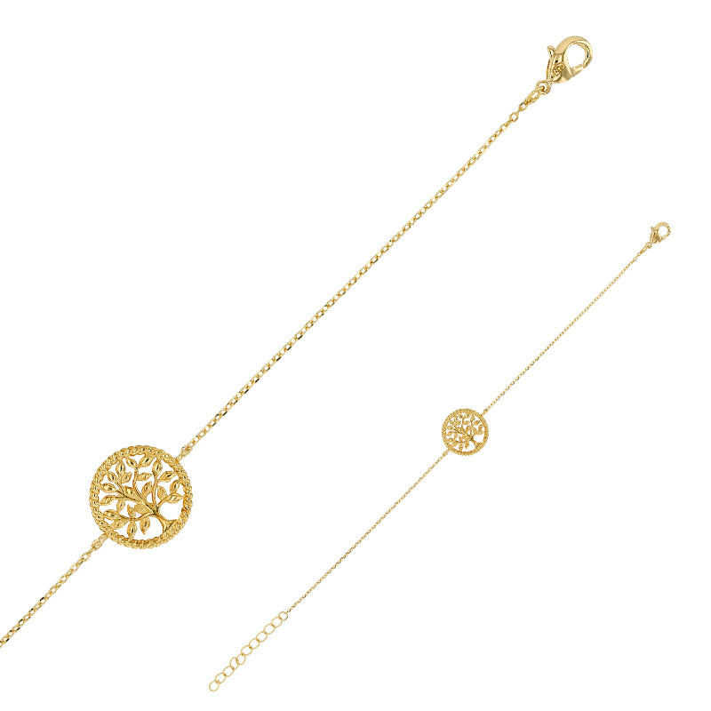 Bijoux D'Or 18ct Gold-Plated Tree of Life Bracelet 15+3cm 328776