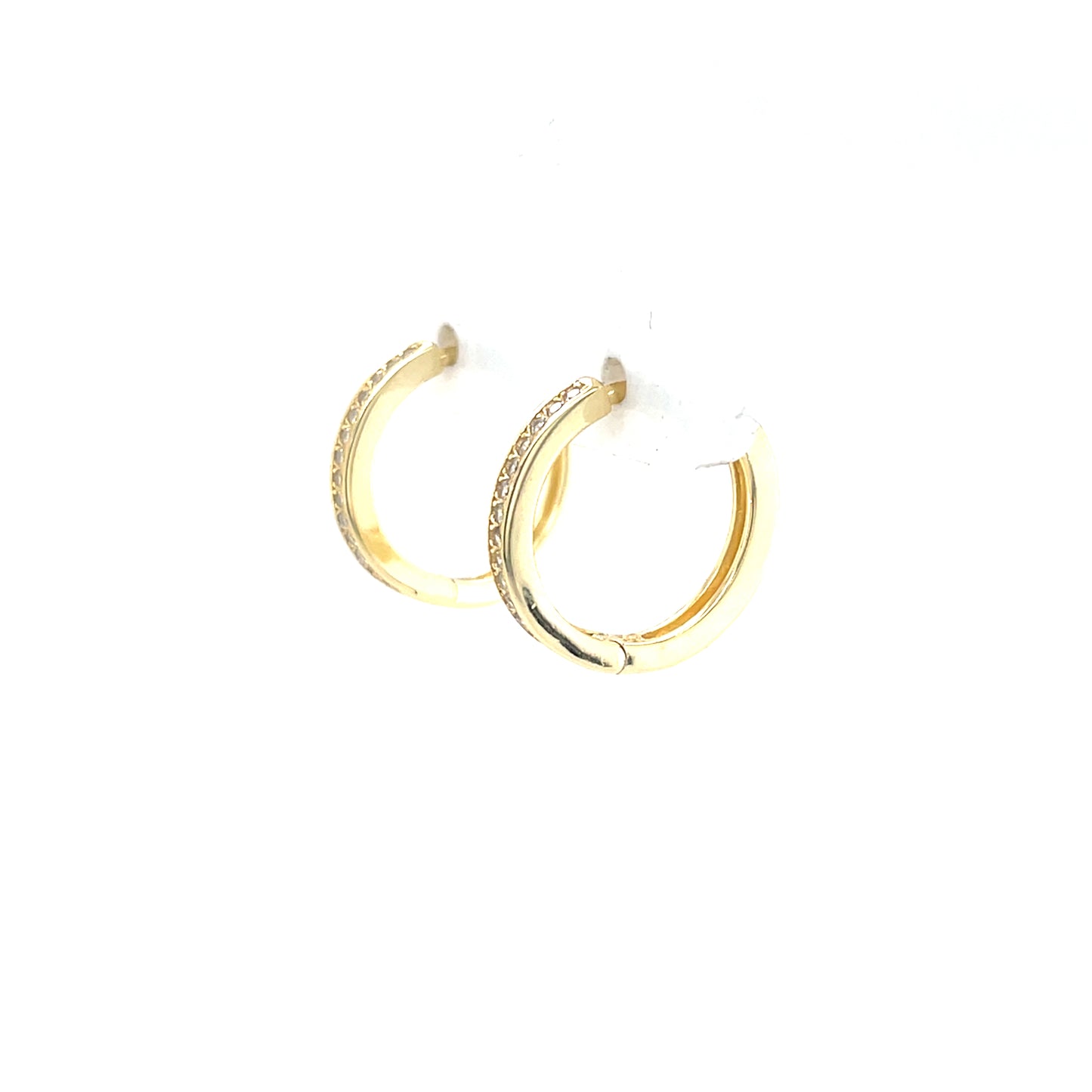 Gold-plated Silver 16mm CZ Channel-set Huggie Hoop Earrings SE3312/G