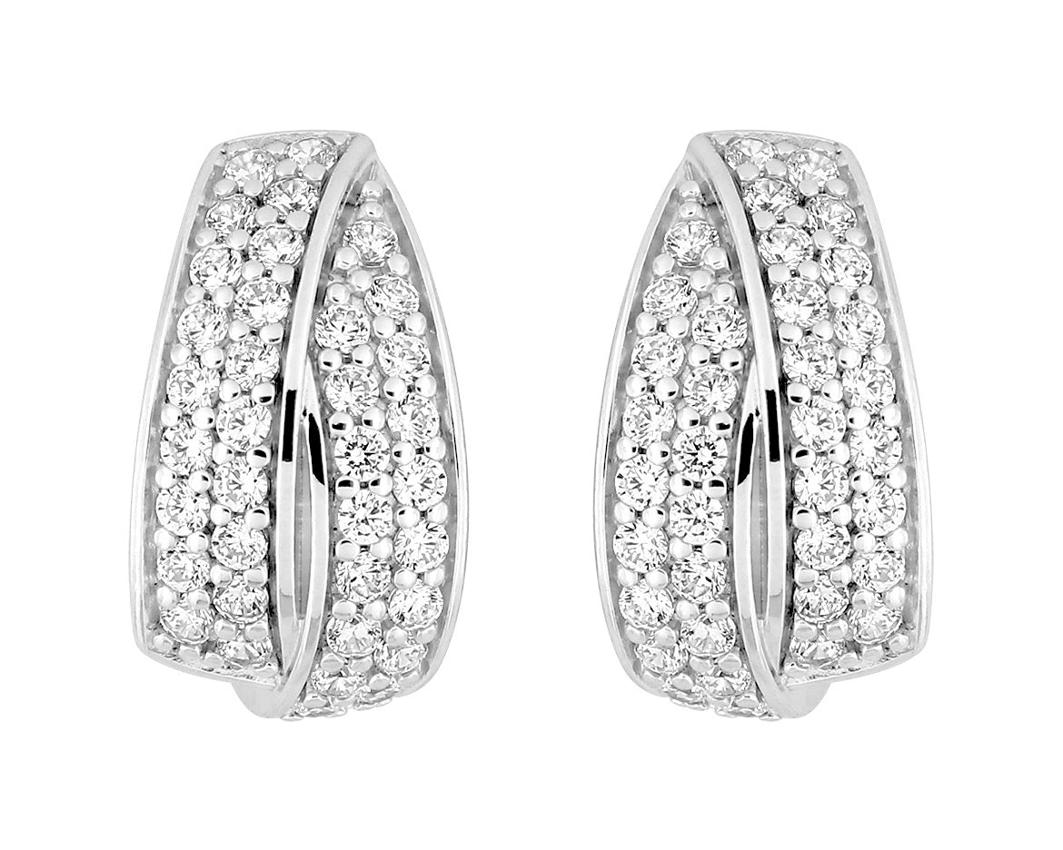 Silver CZ Ribbon Stud Earrings 335036.1U