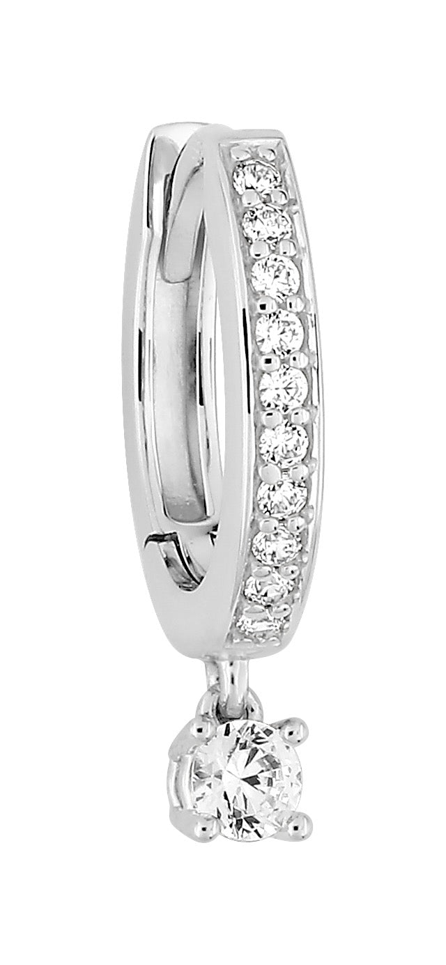 Silver CZ Droplet Single Hoop Earring 335089.1U