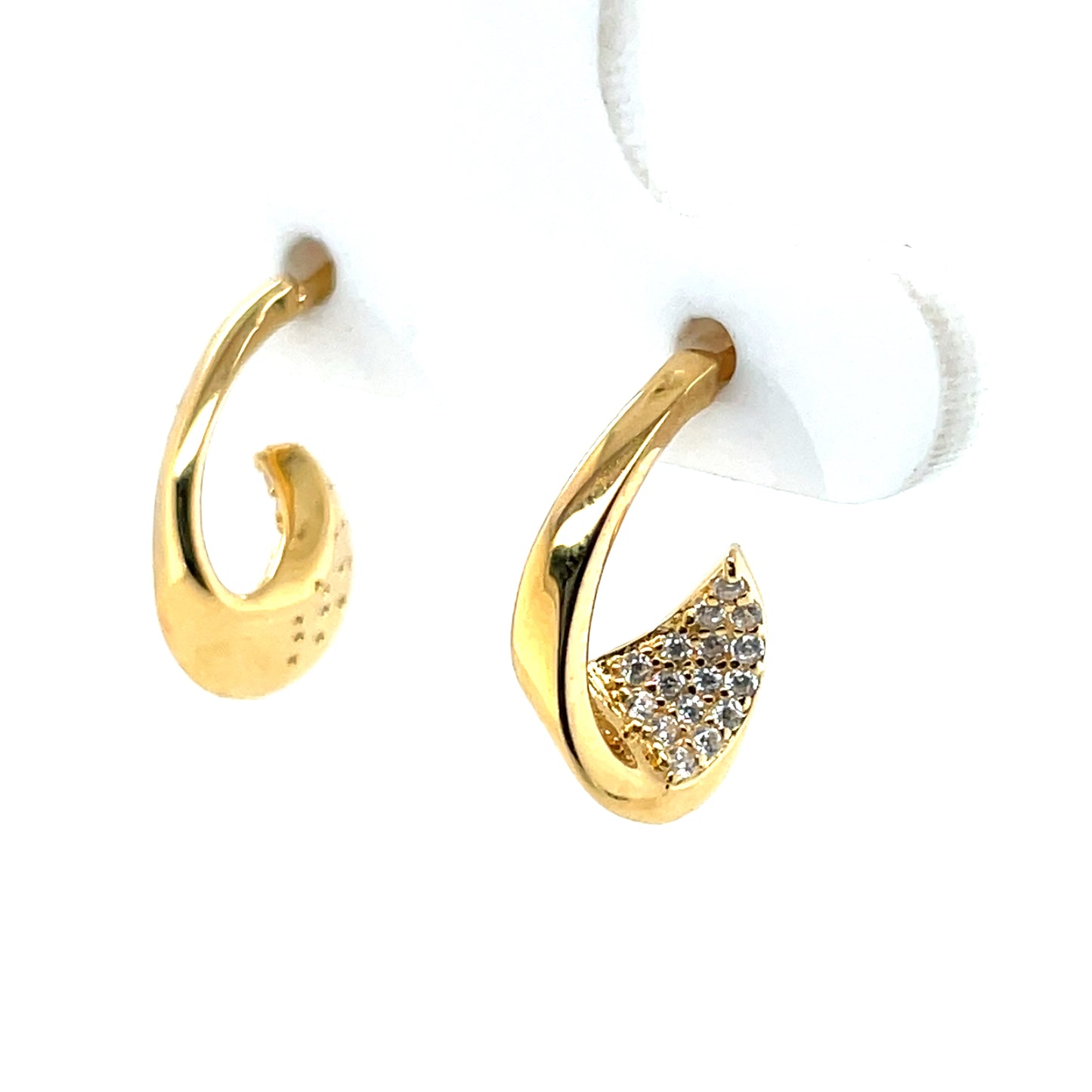 Silver Gold-plated CZ Fancy Hoop Earrings SE3401