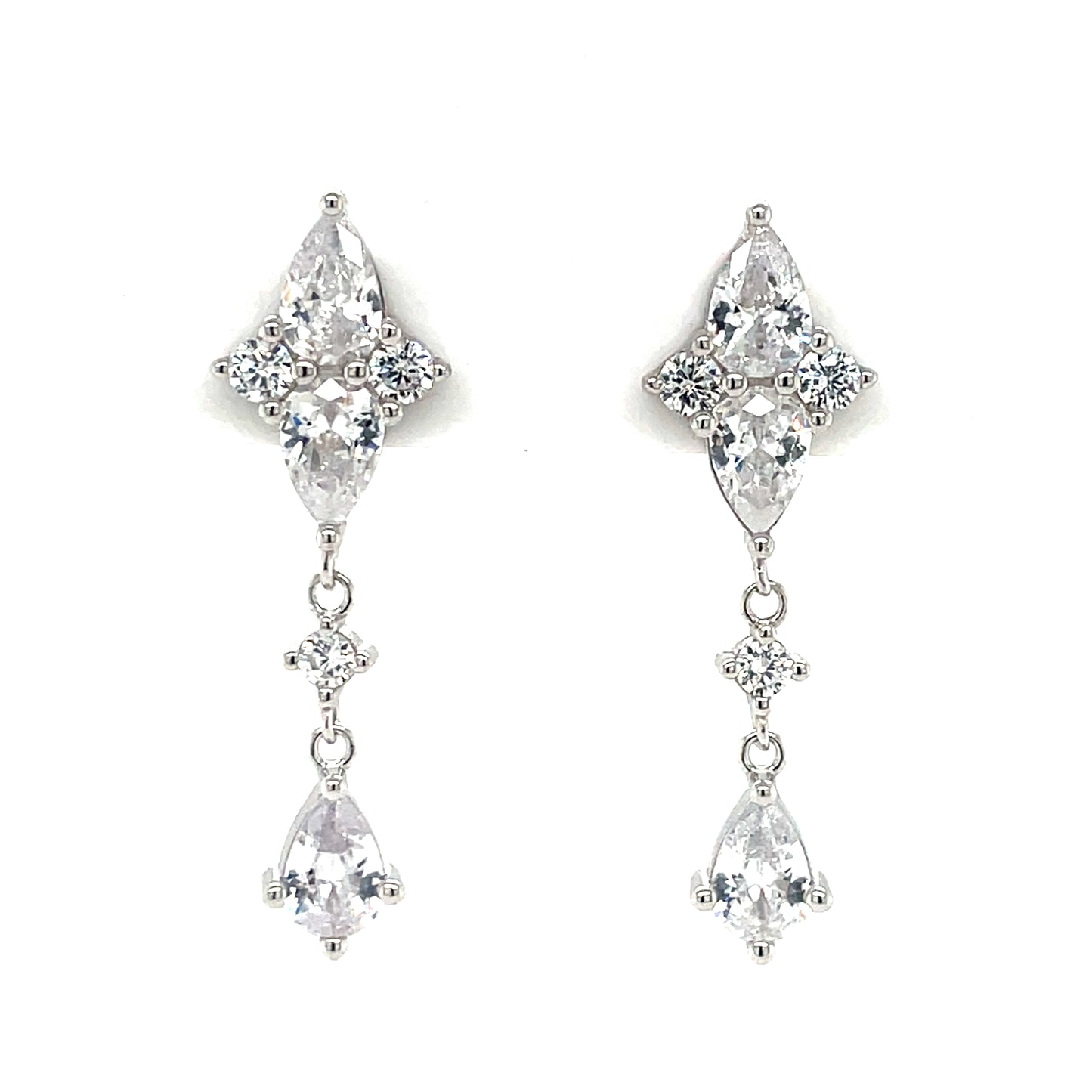 Silver CZ Teardrop Earrings SE3490