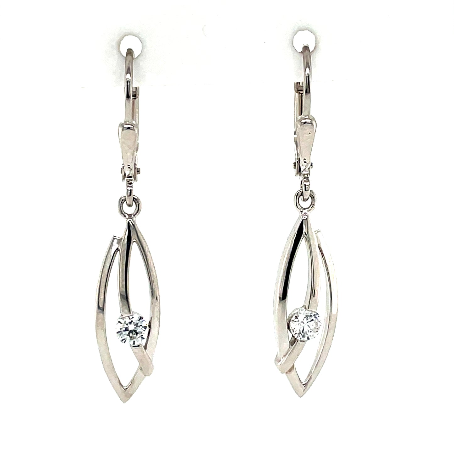 Silver CZ Long Marquise Drop Earrings SE3502