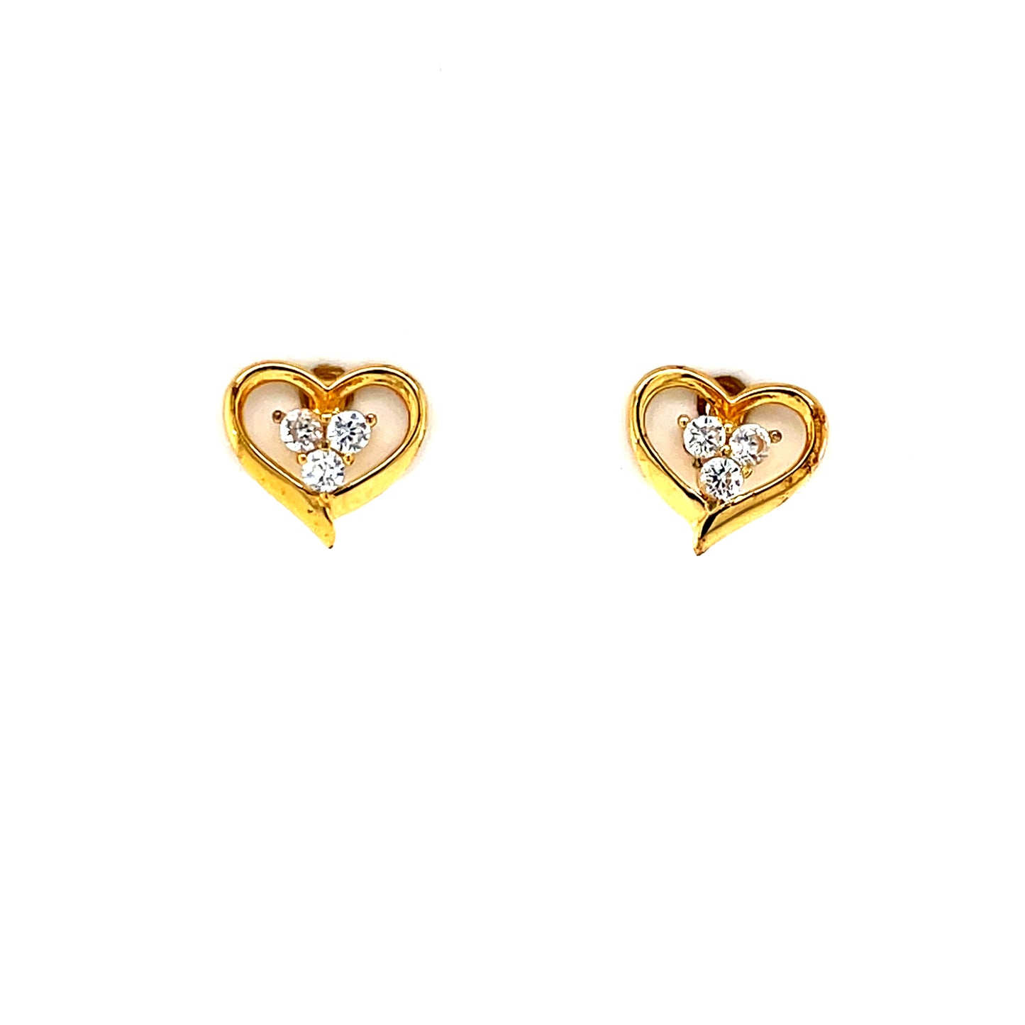 Gold-plated Silver CZ Heart Stud Earrings SE3534