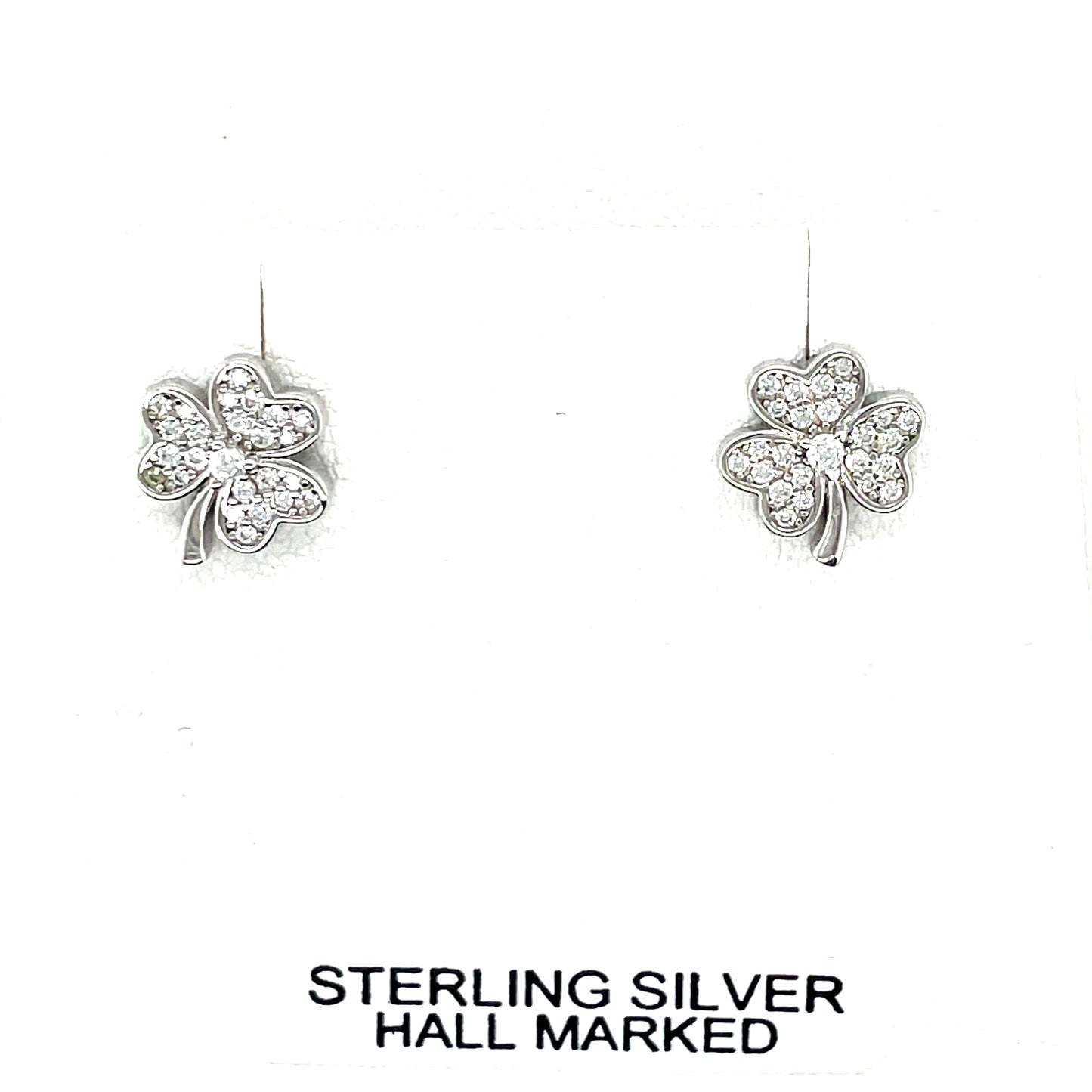 Silver Shamrock CZ Stud Earrings SE356