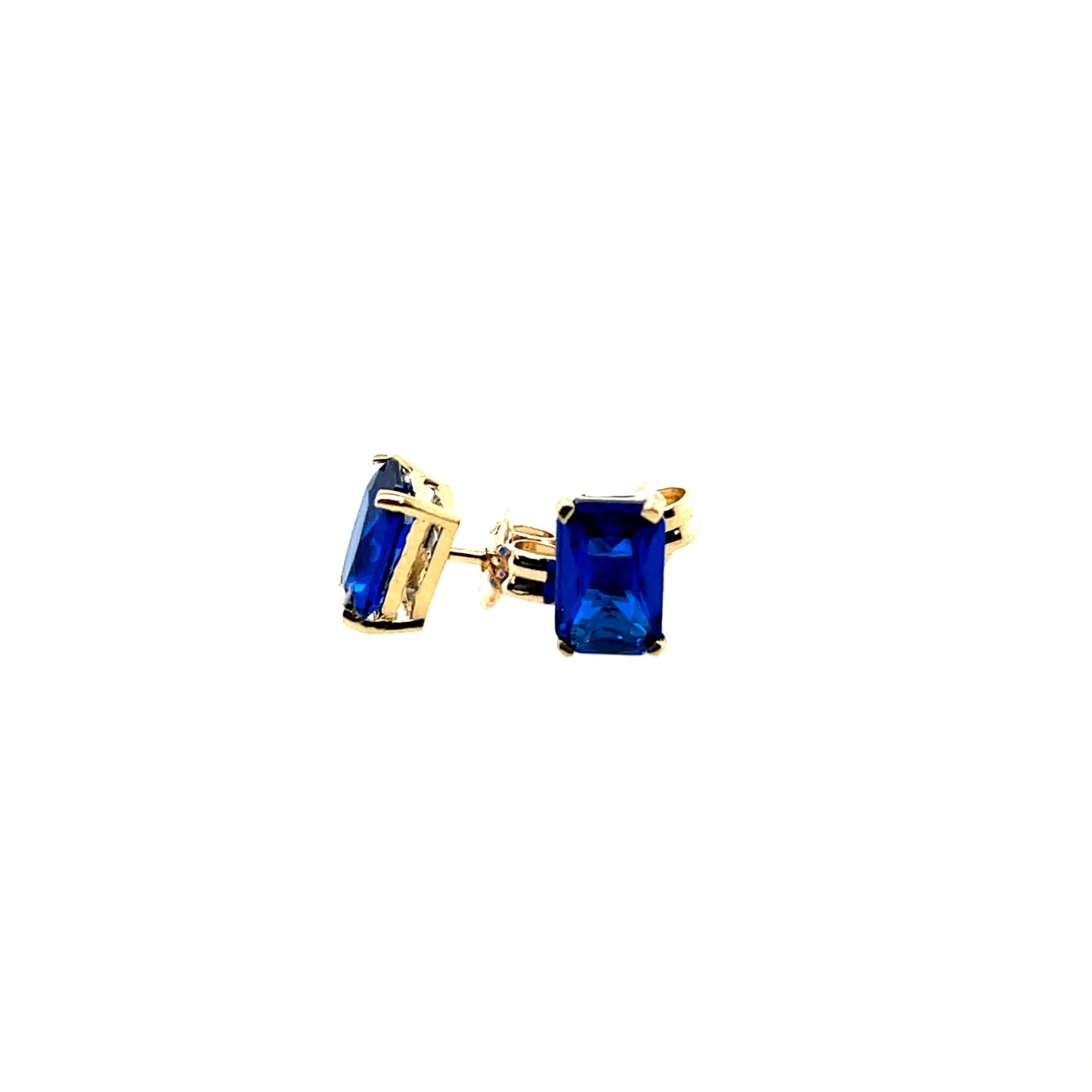 9ct Gold Sapphire CZ Rectangular Stud Earrings GES108