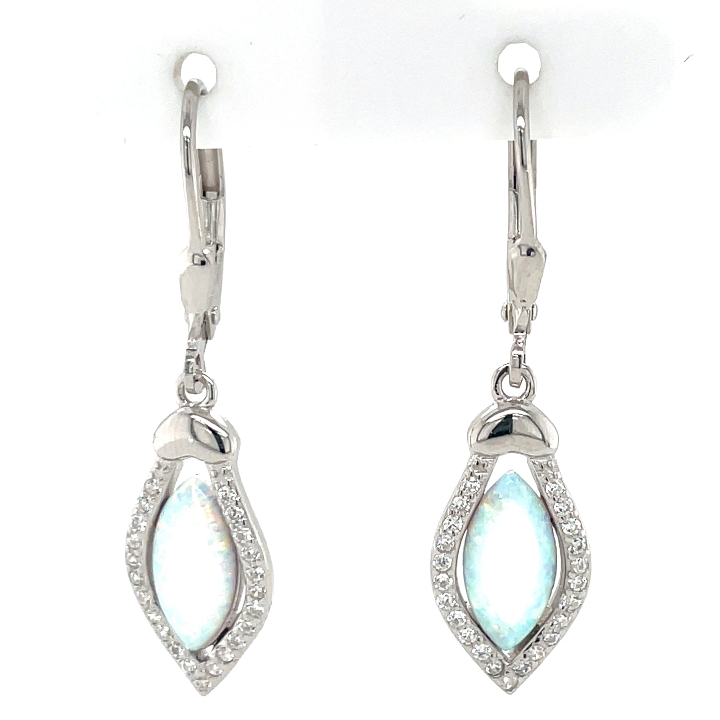 Sterling Silver Opal CZ Teardrop Earrings SE3622