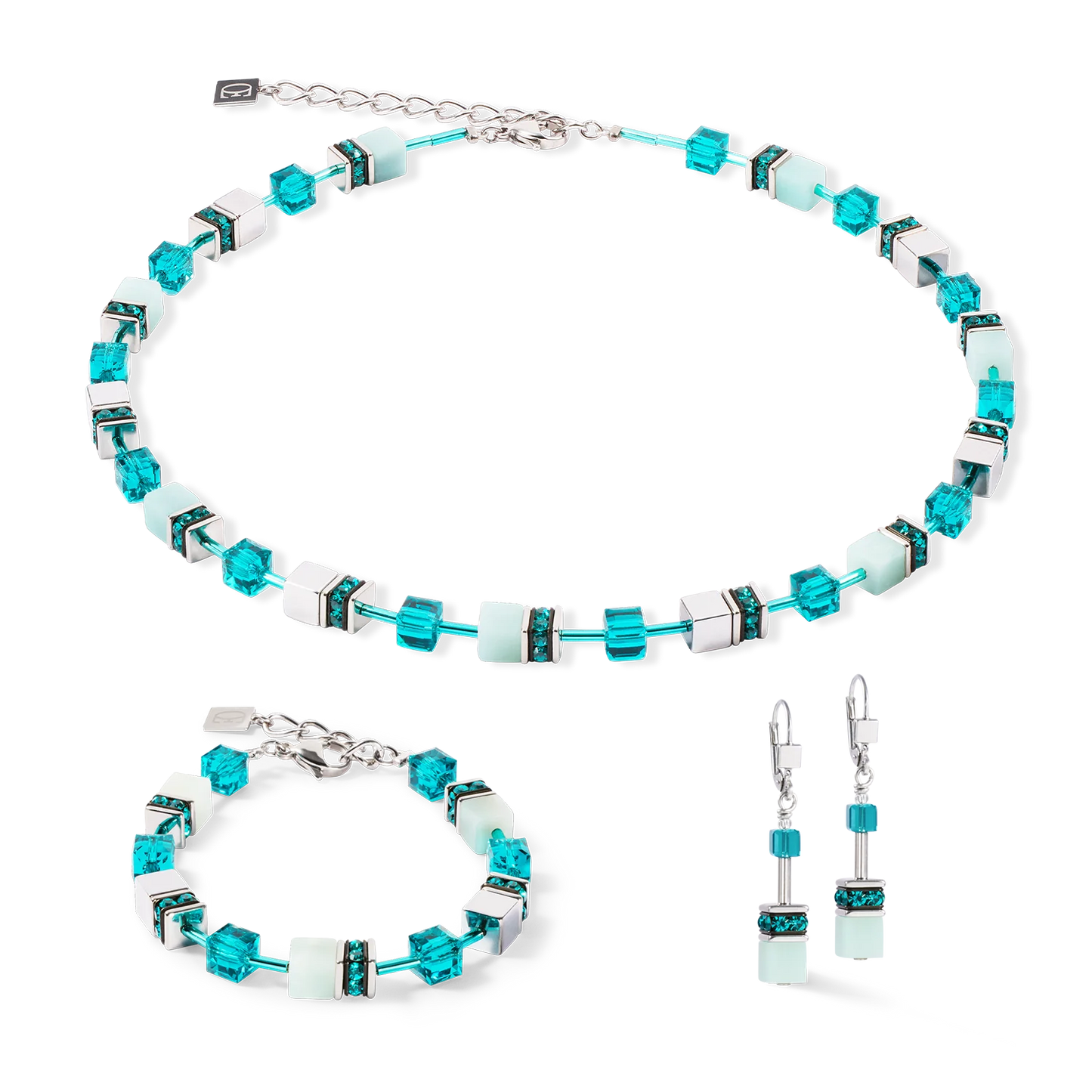 COEUR DE LION GeoCUBE® Iconic Precious necklace silver-green 4010100548