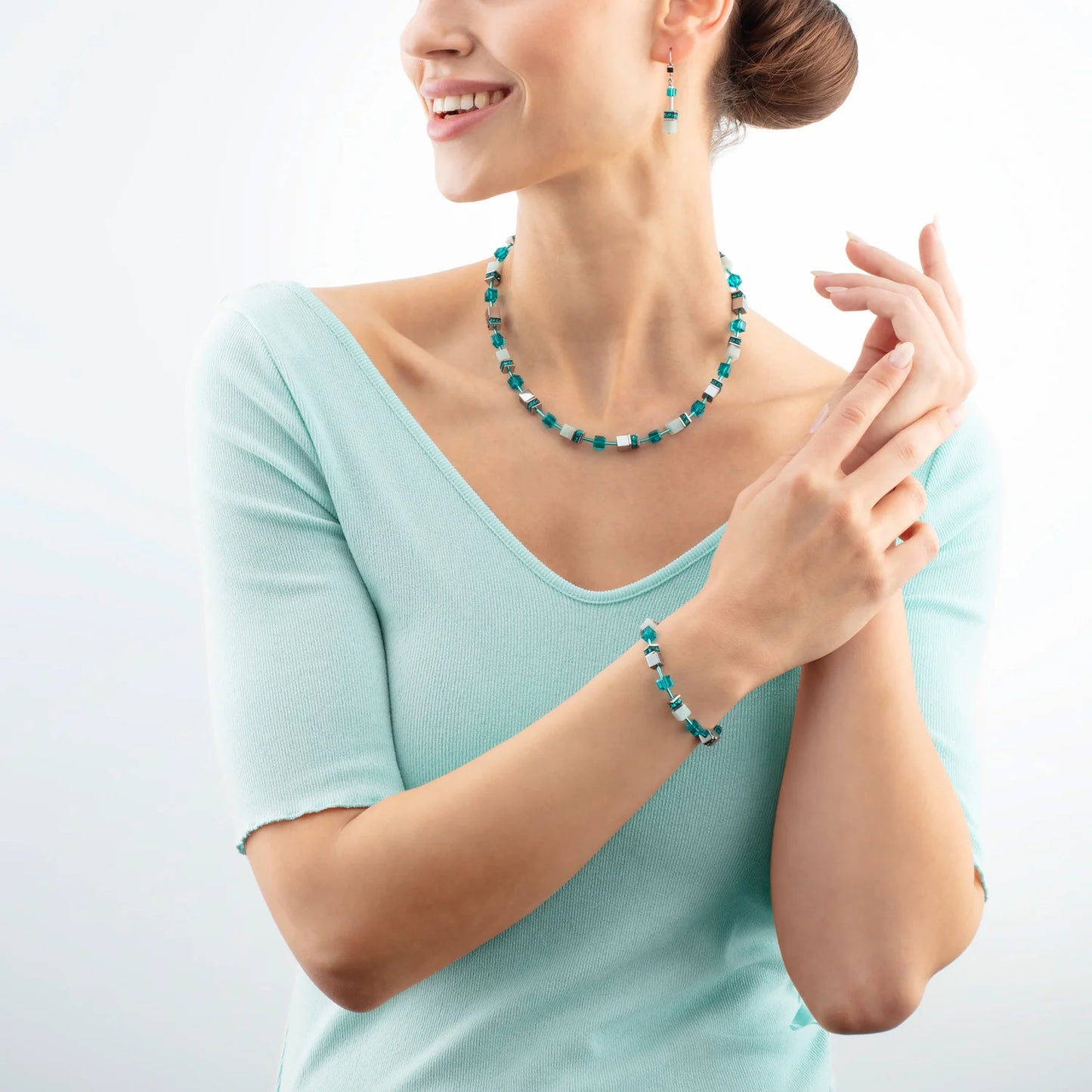 COEUR DE LION GeoCUBE® Iconic Precious necklace silver-green 4010100548