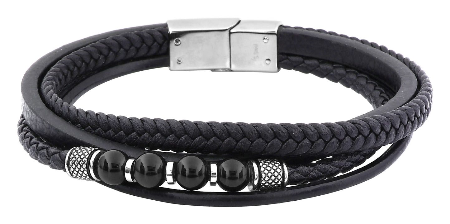 Men's Leather Bracelet Black 403856
