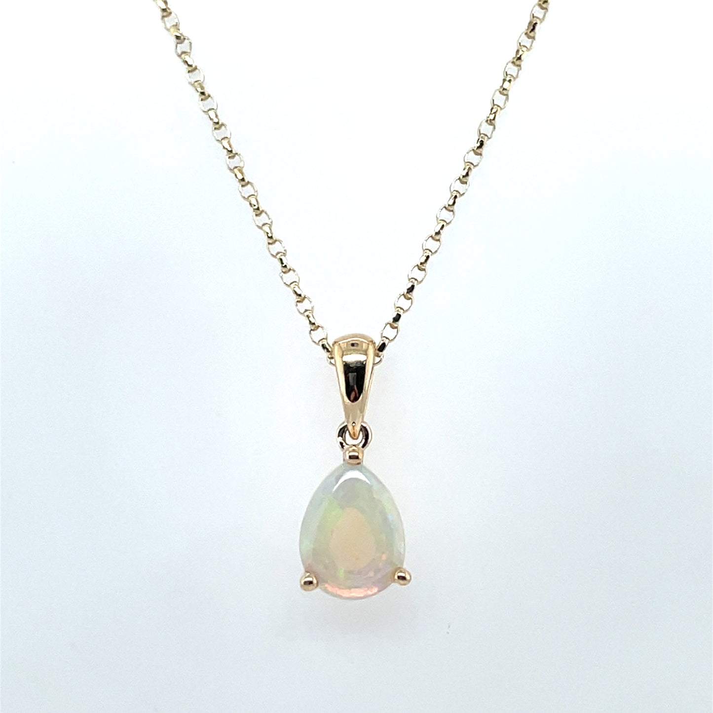 9ct Gold Real Opal Teardrop Pendant GPL61