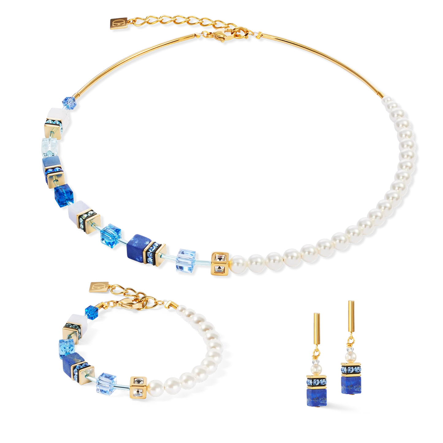 COEUR DE LION GeoCUBE® Precious Fusion Pearls necklace blue 5086100716
