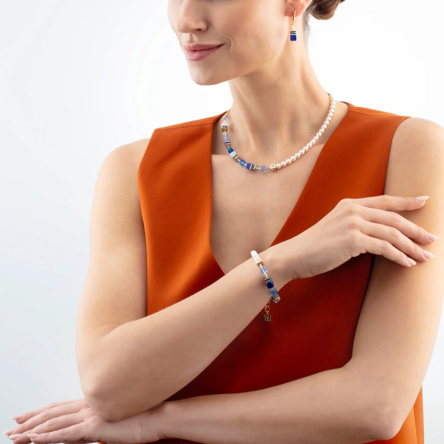 COEUR DE LION GeoCUBE® Precious Fusion Pearls necklace blue 5086100716